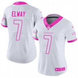 Womens Nike Denver Broncos 7 John Elway Limited WhitePink Rush Fashion NFL Jersey