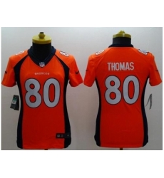 Women's Nike Denver Broncos #80 Julius Thomas Orange Team Color Stitched NFL New Limited Jersey