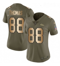Womens Nike Denver Broncos 88 Demaryius Thomas Limited OliveGold 2017 Salute to Service NFL Jersey