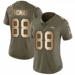 Womens Nike Denver Broncos 88 Demaryius Thomas Limited OliveGold 2017 Salute to Service NFL Jersey