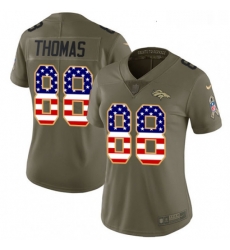 Womens Nike Denver Broncos 88 Demaryius Thomas Limited OliveUSA Flag 2017 Salute to Service NFL Jersey