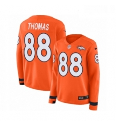 Womens Nike Denver Broncos 88 Demaryius Thomas Limited Orange Therma Long Sleeve NFL Jersey