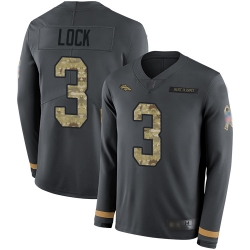Broncos 3 Drew Lock Anthracite Salute to Service Youth Stitched Football Limited Therma Long Sleeve Jersey