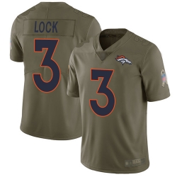 Broncos 3 Drew Lock Olive Youth Stitched Football Limited 2017 Salute to Service Jersey