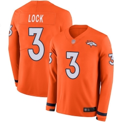 Broncos 3 Drew Lock Orange Team Color Youth Stitched Football Limited Therma Long Sleeve Jersey