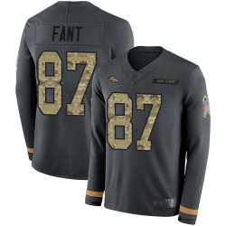 Broncos 87 Noah Fant Anthracite Salute to Service Youth Stitched Football Limited Therma Long Sleeve Jersey