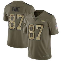 Broncos 87 Noah Fant Olive Camo Youth Stitched Football Limited 2017 Salute to Service Jersey