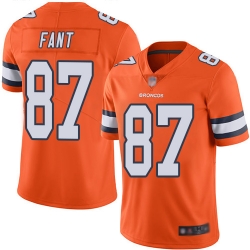 Broncos 87 Noah Fant Orange Youth Stitched Football Limited Rush Jersey