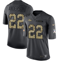 Nike Broncos #22 C J Anderson Black Youth Stitched NFL Limited 2016 Salute to Service Jersey