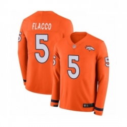 Youth Denver Broncos 5 Joe Flacco Limited Orange Therma Long Sleeve Football Jersey