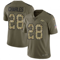 Youth Nike Broncos #28 Jamaal Charles Olive Camo Stitched NFL Limited 2017 Salute to Service Jersey