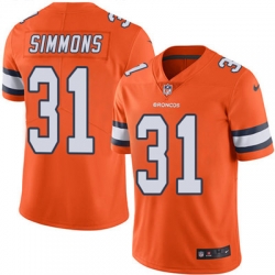 Youth Nike Broncos #31 Justin Simmons Orange Stitched NFL Limited Rush Jersey