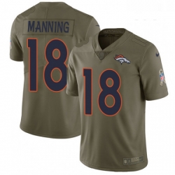 Youth Nike Denver Broncos 18 Peyton Manning Limited Olive 2017 Salute to Service NFL Jersey