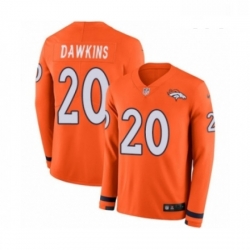 Youth Nike Denver Broncos 20 Brian Dawkins Limited Orange Therma Long Sleeve NFL Jersey