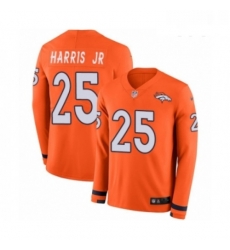 Youth Nike Denver Broncos 25 Chris Harris Jr Limited Orange Therma Long Sleeve NFL Jersey