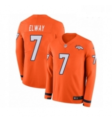 Youth Nike Denver Broncos 7 John Elway Limited Orange Therma Long Sleeve NFL Jersey