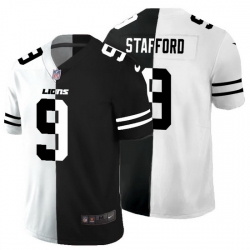 Detroit Lions 9 Matthew Stafford Men Black V White Peace Split Nike Vapor Untouchable Limited NFL Jersey