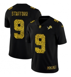 Detroit Lions 9 Matthew Stafford Men Nike Leopard Print Fashion Vapor Limited NFL Jersey Black
