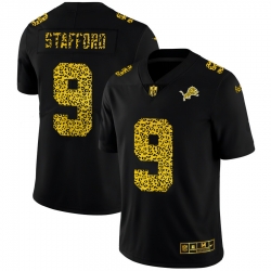 Detroit Lions 9 Matthew Stafford Men Nike Leopard Print Fashion Vapor Limited NFL Jersey Black