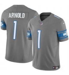 Men Detroit Lions 1 Terrion Arnold Grey 2024 Draft F U S E  Vapor Untouchable Limited Stitched Jersey