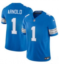 Men Detroit Lions 1 Terrion Arnold New Blue 2024 Draft F U S E  Vapor Limited Stitched Jersey
