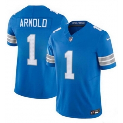 Men Detroit Lions 1 Terrion Arnold New Blue 2024 Draft F U S E  Vapor Limited Stitched Jersey