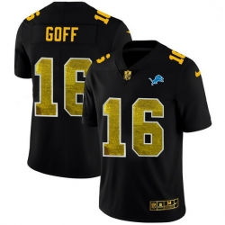 Men Detroit Lions 16 Jared Goff Men Black Nike Golden Sequin Vapor Limited NFL Jersey