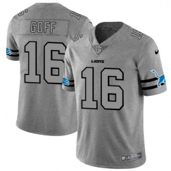 Men Detroit Lions 16 Jared Goff Men Nike Gray Gridiron II Vapor Untouchable Limited NFL Jersey