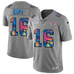 Men Detroit Lions 16 Jared Goff Men Nike Multi Color 2020 NFL Crucial Catch NFL Jersey Greyheather