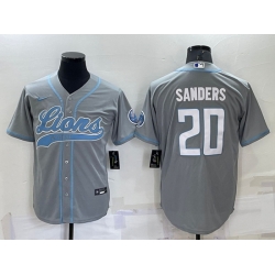 Men Detroit Lions 20 Barry Sanders Gray Cool Base Stitched Baseball Jersey