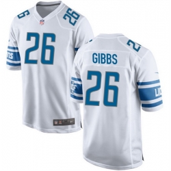 Men Detroit Lions 26 Jahmyr Gibbs White Stitched Game Jerseys