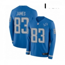 Men Detroit Lions 83 Jesse James Limited Blue Therma Long Sleeve Football Jersey