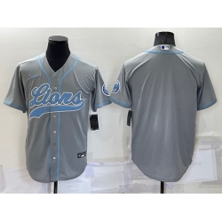 Men Detroit Lions Blank Gray Cool Base Stitched Baseball Jersey