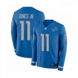 Men Nike Detroit Lions 11 Marvin Jones Jr Limited Blue Therma Long Sleeve NFL Jersey