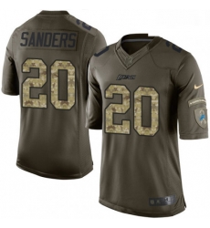 Men Nike Detroit Lions 20 Barry Sanders Elite Green Salute to Service NFL Jersey