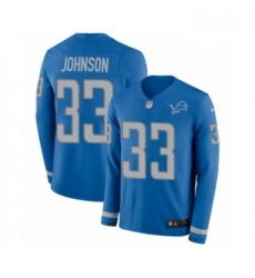 Men Nike Detroit Lions 33 Kerryon Johnson Limited Blue Therma Long Sleeve NFL Jersey