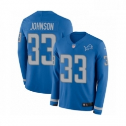 Men Nike Detroit Lions 33 Kerryon Johnson Limited Blue Therma Long Sleeve NFL Jersey