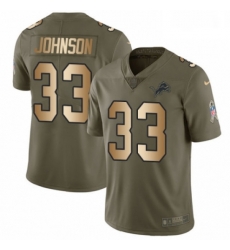 Men Nike Detroit Lions 33 Kerryon Johnson Limited OliveGold Salute to Service NFL Jersey