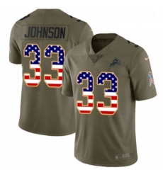 Men Nike Detroit Lions 33 Kerryon Johnson Limited OliveUSA Flag Salute to Service NFL Jersey