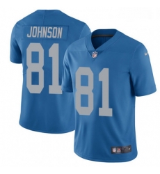Men Nike Detroit Lions 81 Calvin Johnson Elite Blue Alternate NFL Jersey