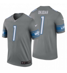 Men Nike Lions 1 Jeff Okudah Blue Vapor Limited Jersey 2020 NFL Draft Rush Legend