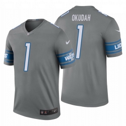 Men Nike Lions 1 Jeff Okudah Blue Vapor Limited Jersey 2020 NFL Draft Rush Legend