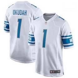 Men Nike Lions 1 Jeff Okudah White Vapor Limited Jersey 2020 NFL Draft