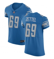 Men Nike Lions #69 Anthony Zettel Blue Team Color Stitched NFL Vapor Untouchable Elite Jersey