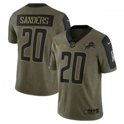 Men's Detroit Lions Barry Sanders Nike Olive 2021 Salute To Service Retired Player Limited Jersey