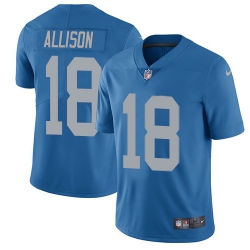 Nike Detroit Lions 18 Geronimo Allison Blue Throwback Men Stitched NFL Vapor Untouchable Limited Jersey