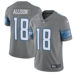 Nike Detroit Lions 18 Geronimo Allison Gray Men Stitched NFL Limited Rush Jersey