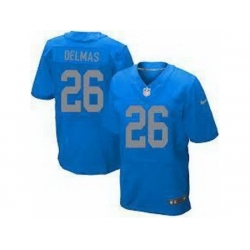 Nike Detroit Lions 26 Louis Delmas Light Blue Elite NFL Jersey