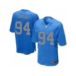 Nike Detroit Lions 94 Ziggy Ansah Blue Game Silver Number NFL Jersey