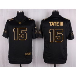 Nike Lions #15 Golden Tate III Black Mens Stitched NFL Elite Pro Line Gold Collection Jersey